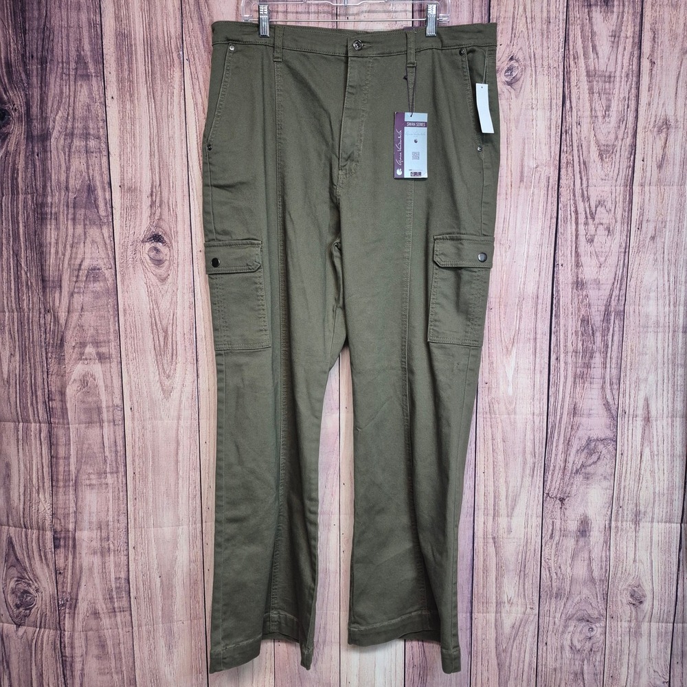 Gloria Vanderbilt Womens Size 18 Cargo Wide Leg Pants Deep Amazon Green New